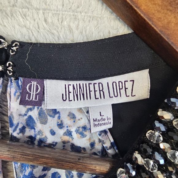 Jennifer Lopez Snakeskin Beaded Halter Top Women's Large Sleeveless Blouse Party - Picture 10 of 14